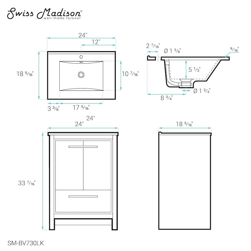 Virage 24 Freestanding, Bathroom Vanity In Natural Oak