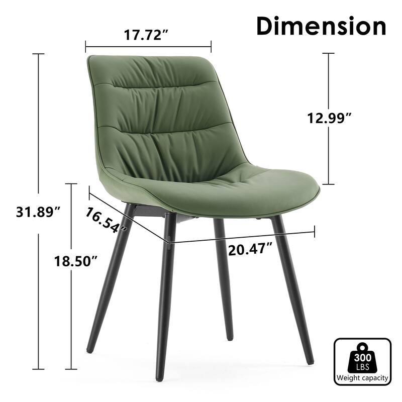Faux Leather Dining Chairs Set of 2, Modern Upholstered Seat