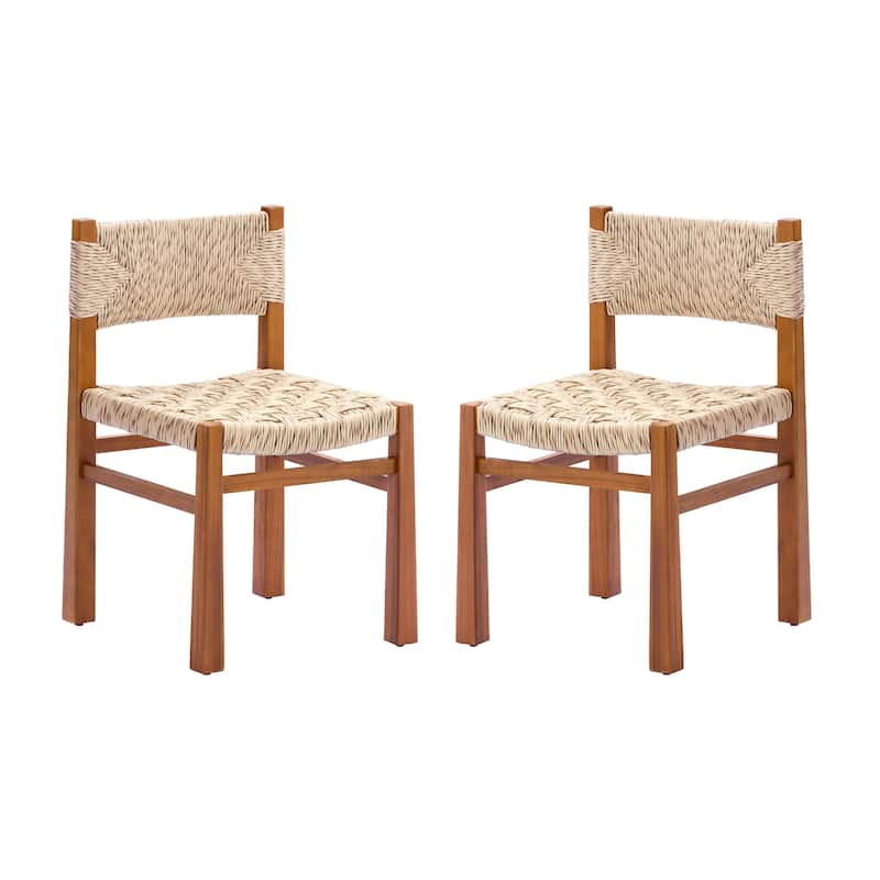 Christopher Knight Home - Acacia Wood Outdoor Patio Dining Chairs with Wicker Seat (Set of 2)