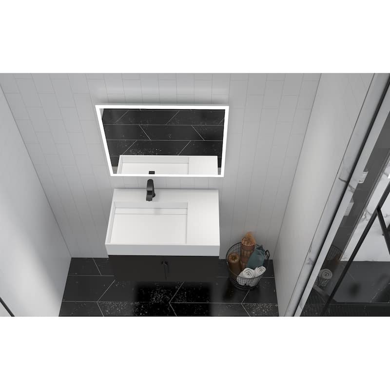 Amazon 30" Wall Mounted Bathroom Left Basin Vanity Set w/ White Top