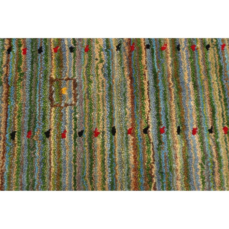 ECARPETGALLERY Hand Loomed Kashkuli Gabbeh Green Wool Rug - 3'0 x 4'7