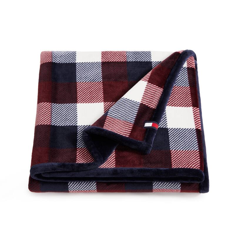 Tommy Hilfiger Iconic Reversible Throw Blanket - Derby Plaid Red