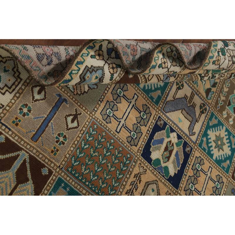 Hand Knotted Oriental 100% Wool Carpet Traditional Geometric Multi-Colored Bakhtiari Area Rug - 9' 10'' X 5' 8''