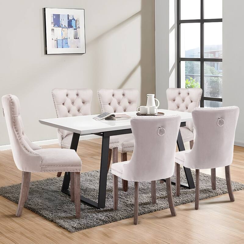 Solid Wood Velvet Upholstered Dining Chair Set of 4