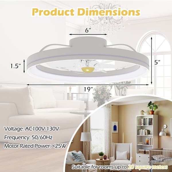 Gymax 3000-6500K Dimmable Modern Flush Mount LED Fan Light w/ 3 Color