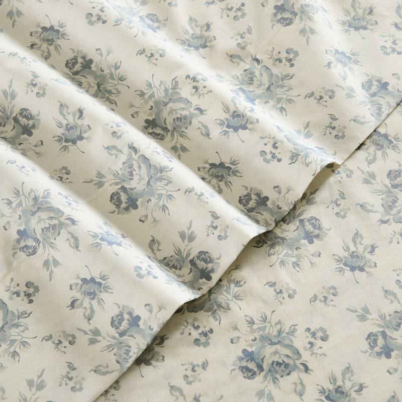 Lush Decor Rose Garden Blue Cotton Sheet Set