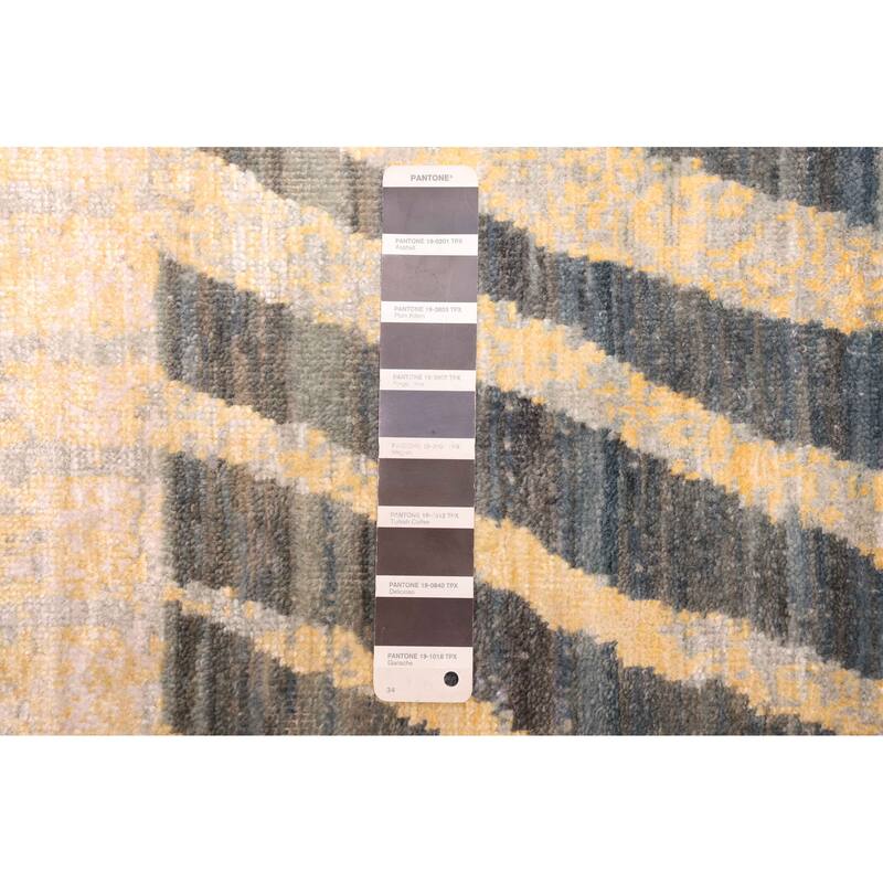 ECARPETGALLERY Hand-knotted Legacy Dark Grey, Light Gold Silk, Wool Rug - 9'10 x 14'0