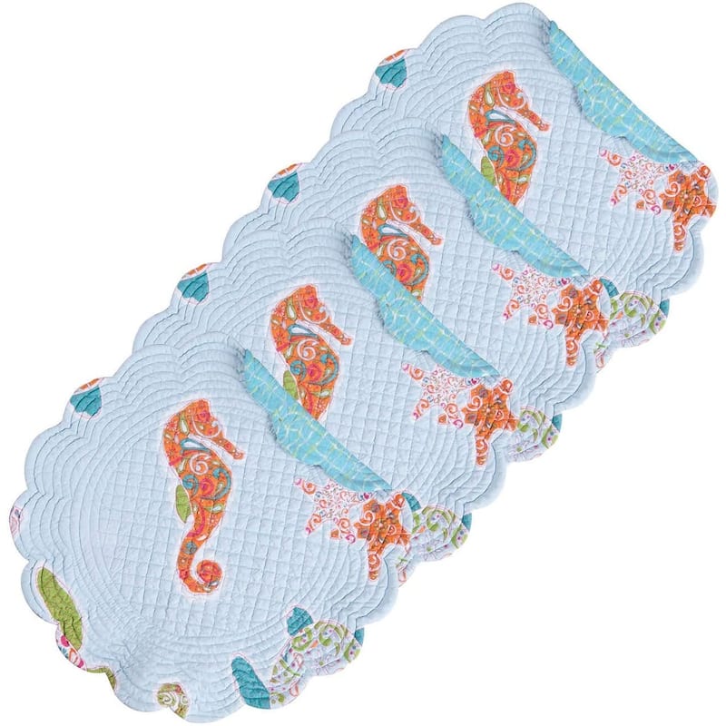 St. Kitts Cotton Quilted Round Reversible Placemat Set of 6 - Set of 6