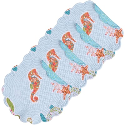 St. Kitts Cotton Quilted Round Reversible Placemat Set of 6 - Set of 6
