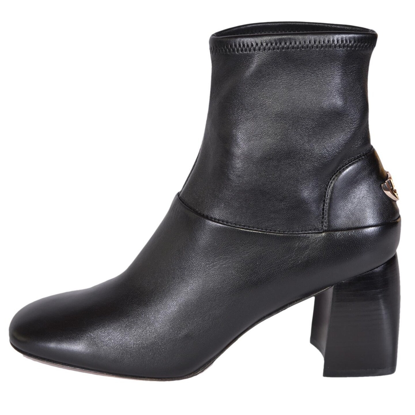 black nappa leather stretch ankle boots