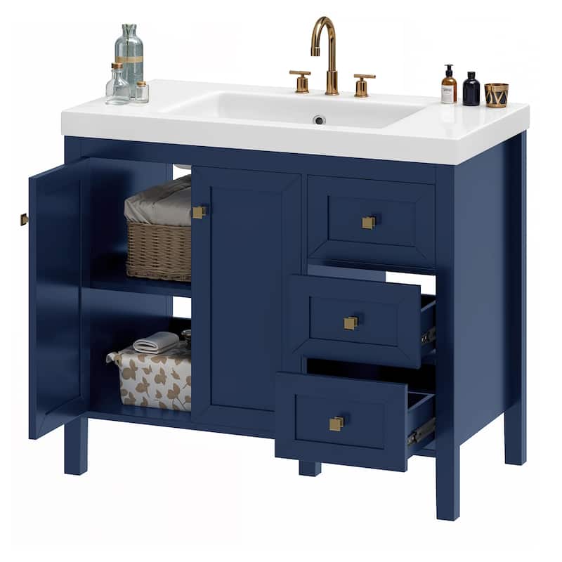 Moasis 36"/42" Bathroom Vanity with Sink Set and 2 Soft-Closing Doors & 3 Drawers