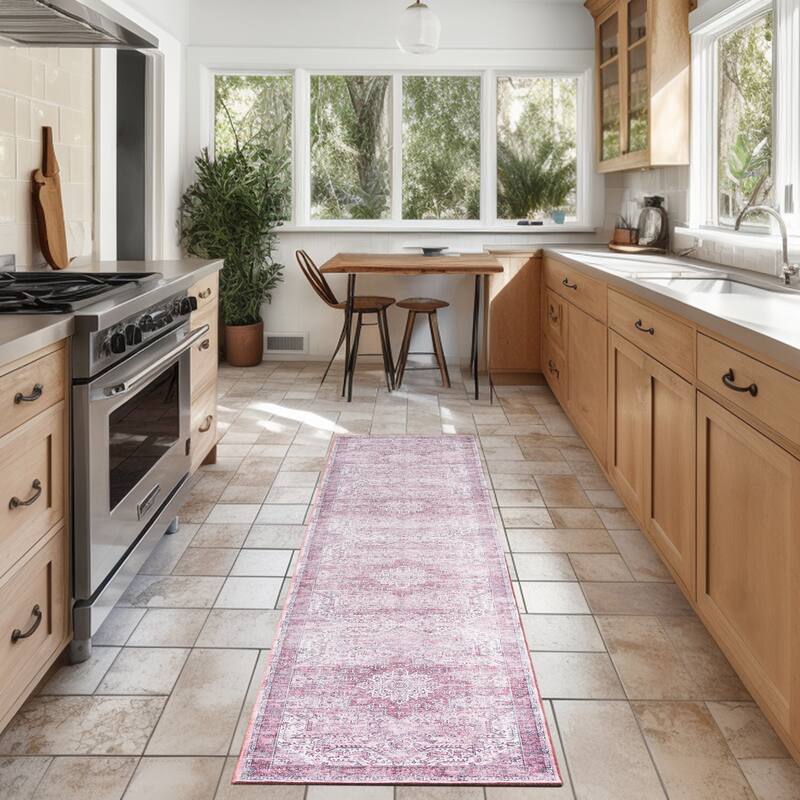 Nourison Washables Indoor only Persian Area Rug - Pink - 2' 2" x 10' - Runner