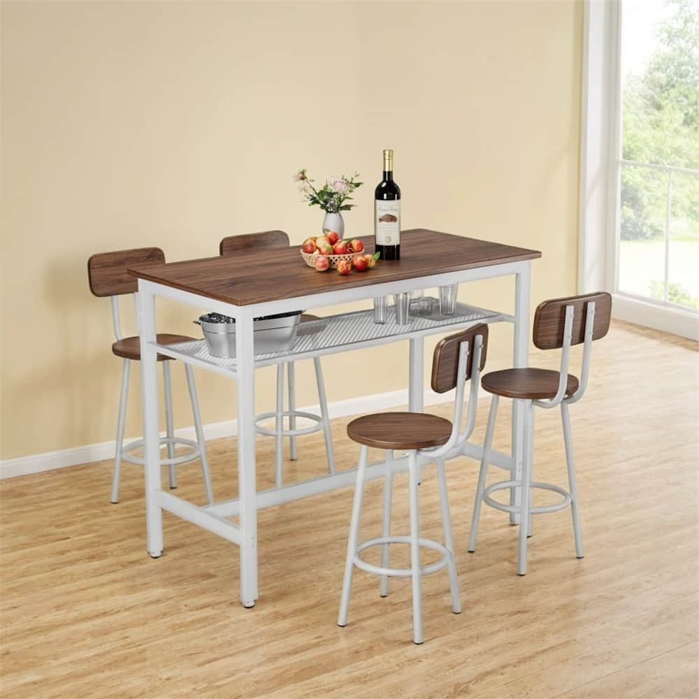 5-Piece Kitchen Counter Height Table Set,Bar Table with 4 Chairs