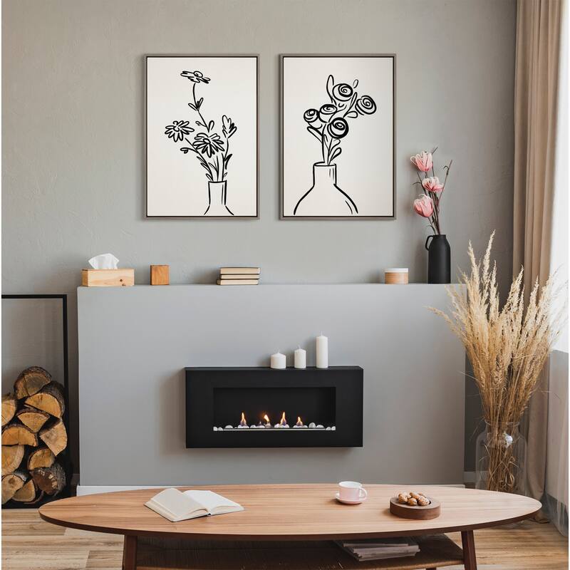Kate and Laurel Sylvie Flowers Canvas Set by The Creative Bunch Studio