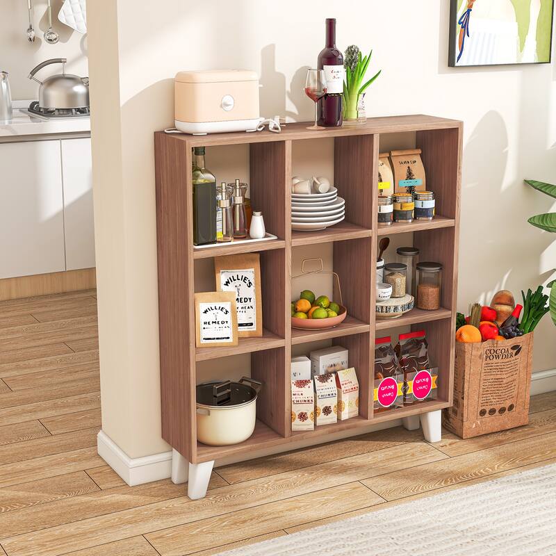 9-Cube Bookcase with 6 Removable Shelves and Raised Support Feet - 35" x 8" x 39.5" (L x W x H)