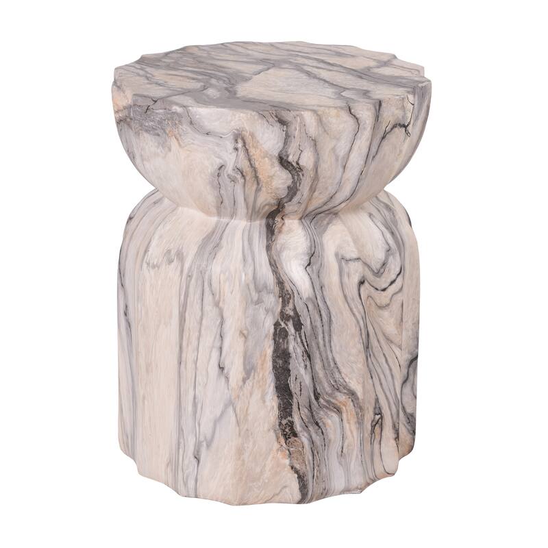 Christopher Knight Home - Modern Outdoor Lightweight Concrete Accent Side Table with Fluted Sculptural Hourglass Design