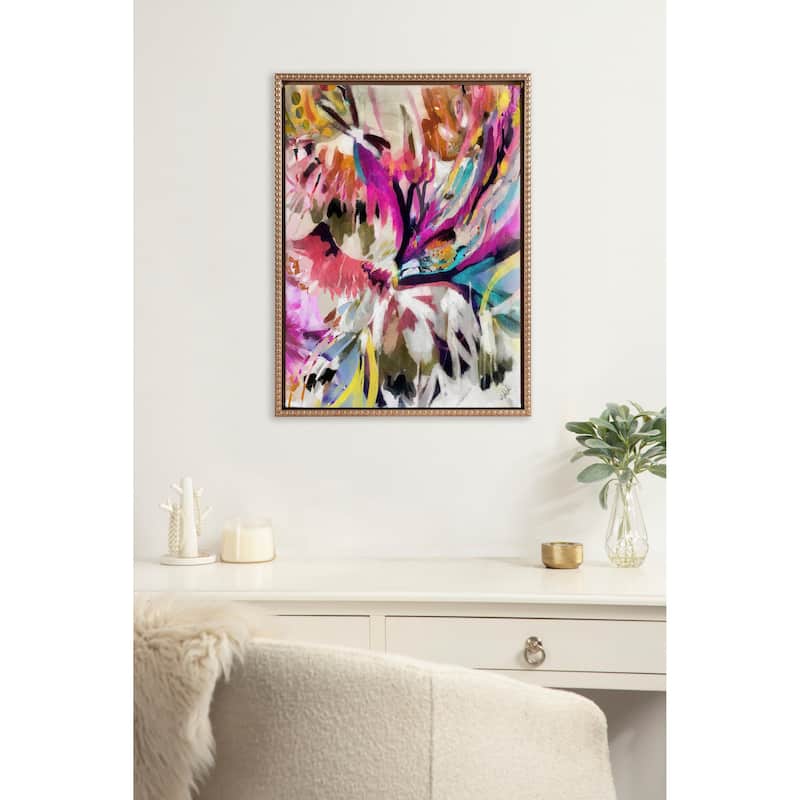 Kate and Laurel Sylvie Beaded Amaze Framed Canvas by Inkheart Designs