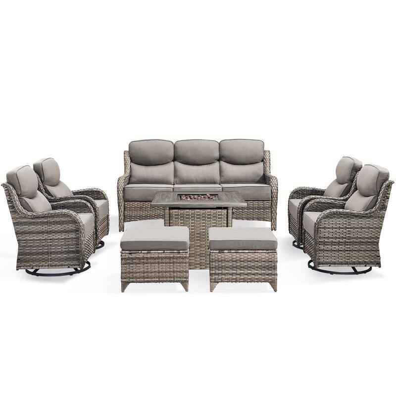Pocassy Outdoor 6" Sofa Swivel Chairs with Fire Table Funiture
