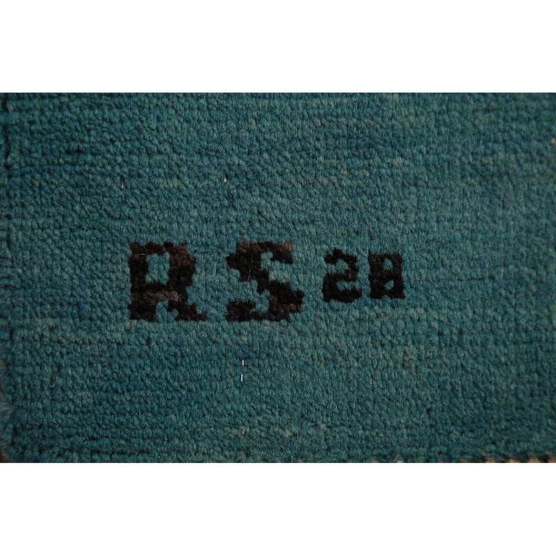 Teal Blue Gabbeh Oriental Rug Handmade Wool Carpet - 2'8" x 4'1"