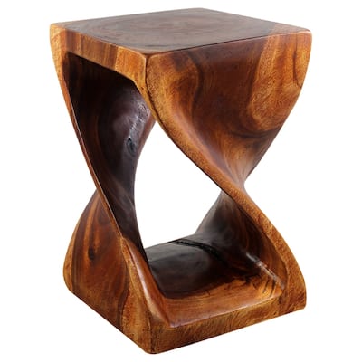 Haussmann® Wood Twist End Table 15 x 15 x 23 inch High Cherry Oil - 15" x 15" x 23"