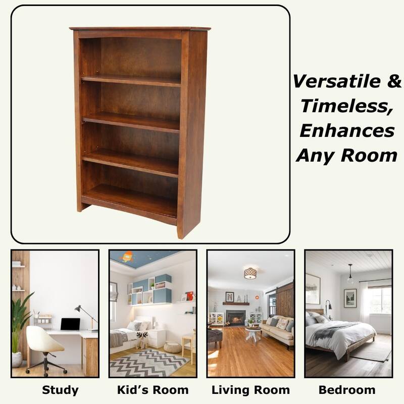 International Concepts Solid Wood Shaker Bookcase