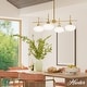 preview thumbnail 9 of 10, Hunter + Jasmine Roth Getty Luxe Gold 2- or 4-Light Milk Glass Chandelier - Modern, Transitional - Entry, Dining Room