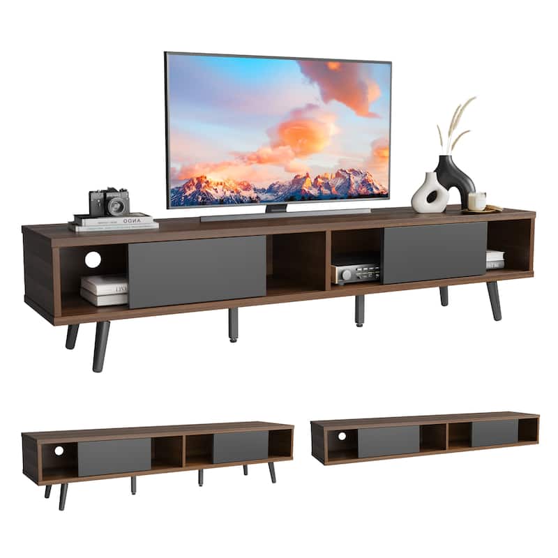 TV Stand for up to 75" TVs with Solid Wood Entertainment Center TV Console Mid-century - 70 inches - Walnut