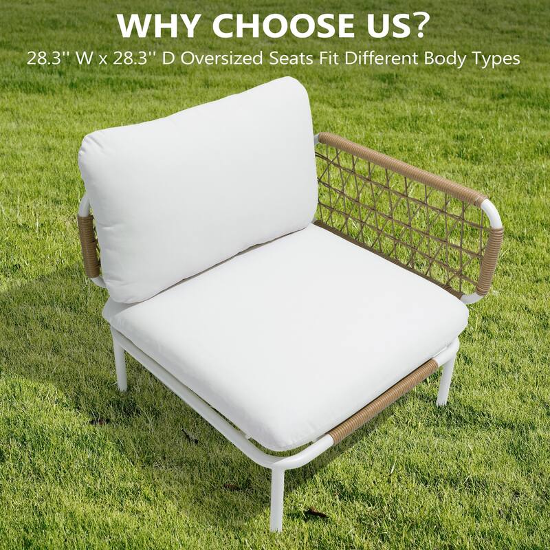 Outdoor Patio Aluminum PE Rattan Sectional Sofa Conversation Seating Set Free Combination with Cushions