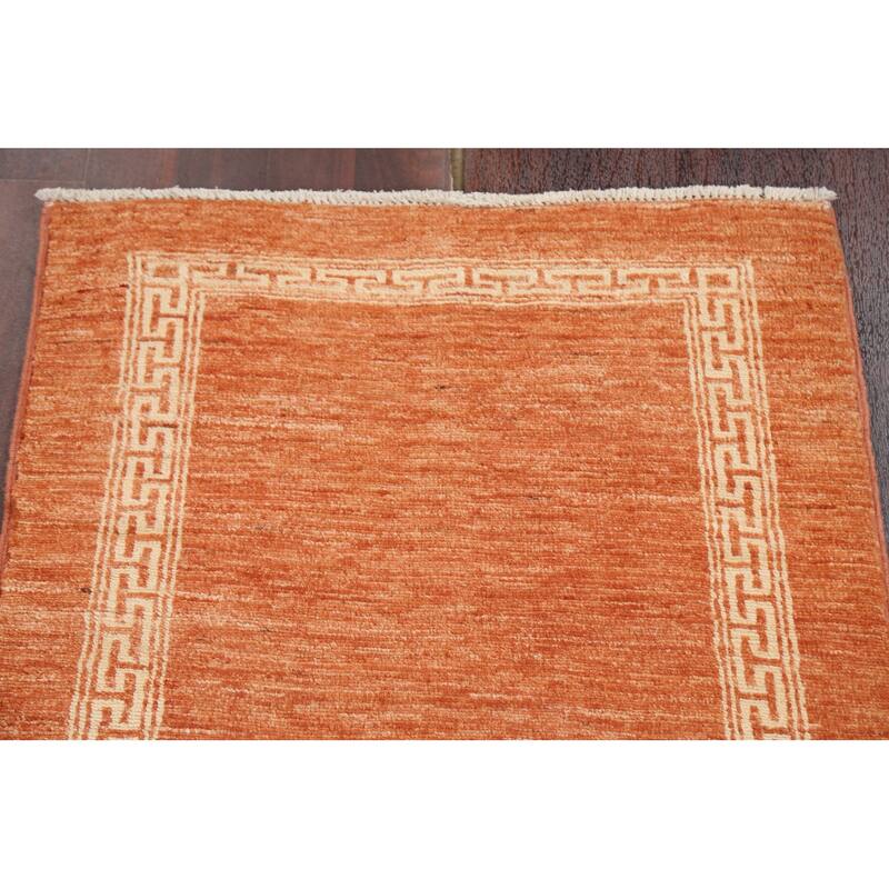 Geometric Bordered Gabbeh Kashkoli Runner Rug Wool Hand-knotted Carpet - 2'4" x 4'9"