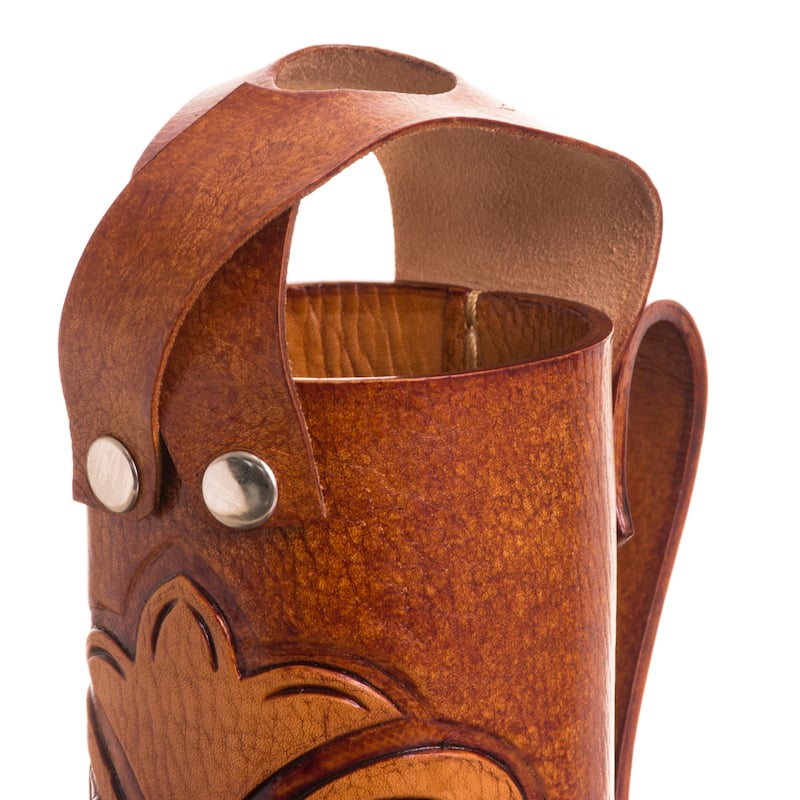 Novica Handmade Fleur De Lis Leather Wine Carrier