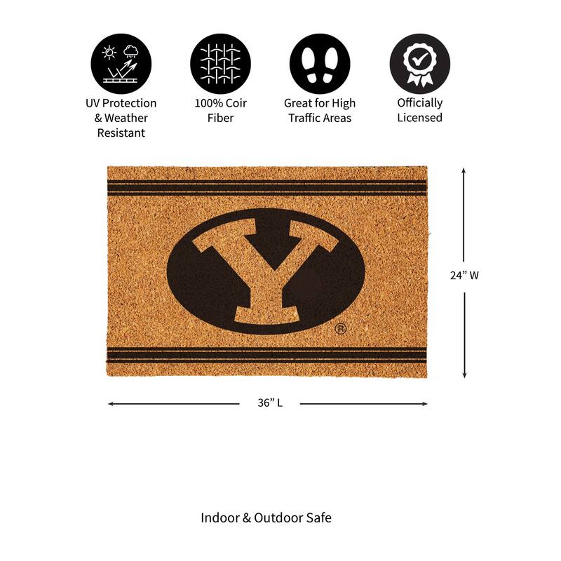 Brigham Young University Monochrome Indoor/Outdoor Coir Door Mat