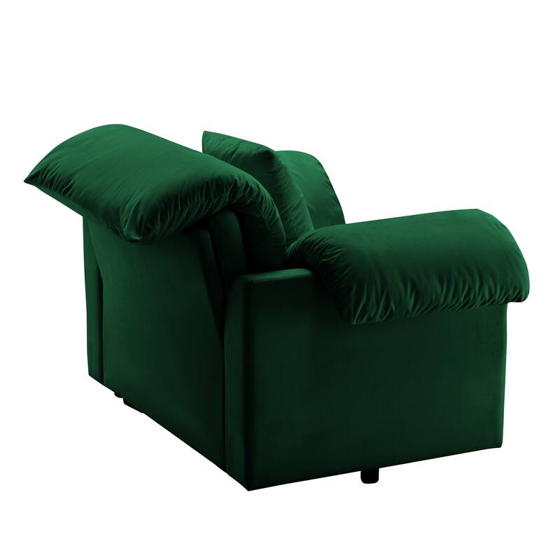 Velvet Deep Seat Storage Sofa Chair with Fluffy Armrest Pillows & Backrest