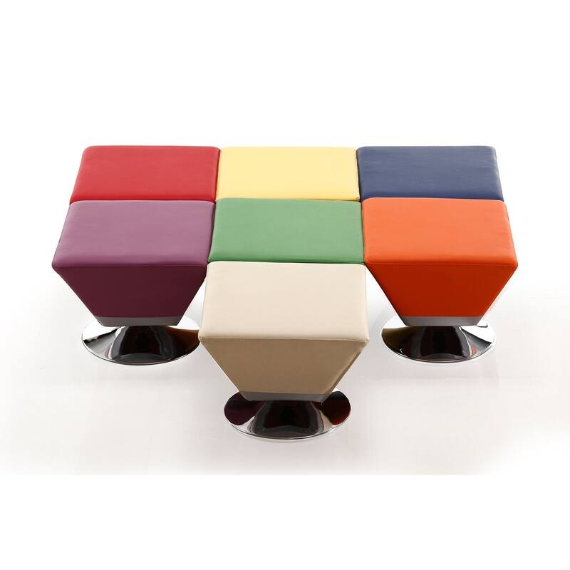 Diamond Swivel Ottoman Set of 7 in Multi Colors