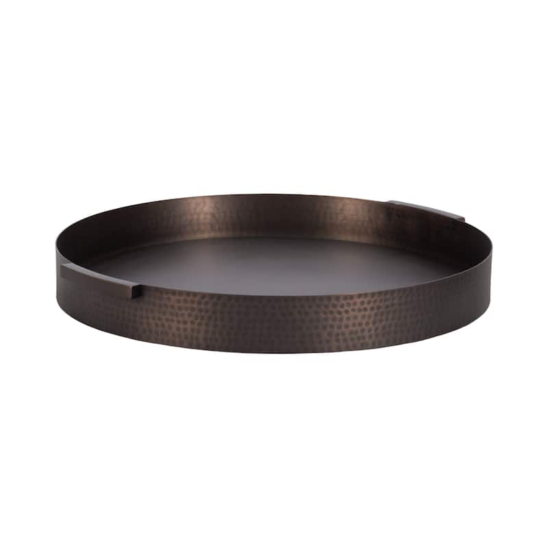 Kate and Laurel Samana Round Metal Tray - 17x17 - Bronze