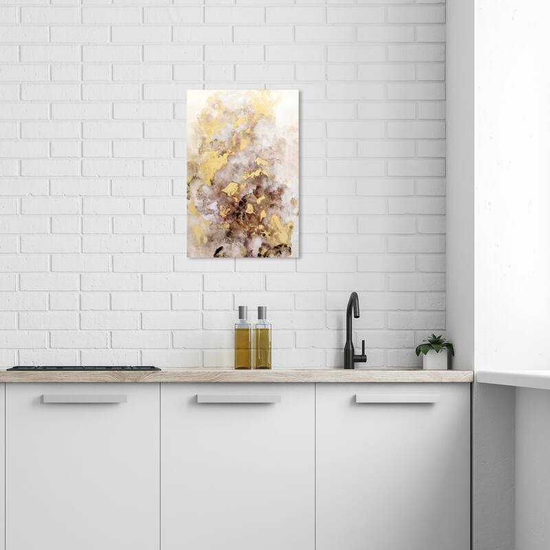 Wynwood Studio Abstract Rising Gold Embers White and Modern & Contemporary Wall Art Canvas Print - 24 x 16