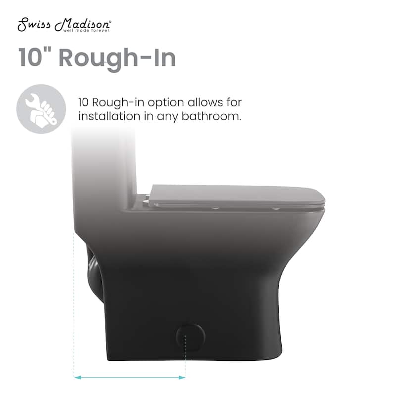Charme One Piece Square Toilet Dual Flush 1.1/1.6 Gpf With 10" Rough-In, Matte Black - 25.8" x 14.95" 29.95"