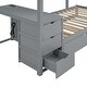 preview thumbnail 30 of 47, Modern Style Twin over Twin Bunk Bed with Twin size Trundle, Storage and Desk, Outlets with USB, Maximized Space, White+Walnut