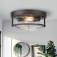 preview thumbnail 2 of 11, 2-Light Farmhouse Flush Mount Ceiling Lights with Seeded Glass