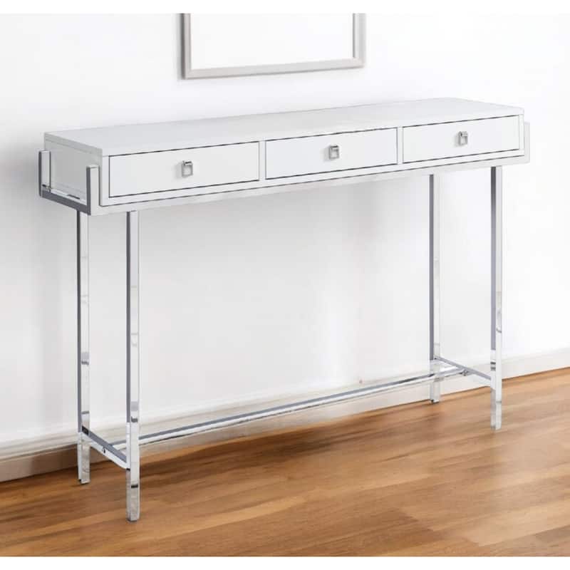 Modern 48-Inch Console Table with Rectangular Top and Metal Frame 3 Drawers for Living Room Decor - 48”L x 12”W x 31.75”H
