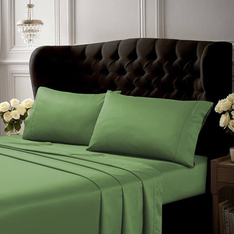 Egyptian Cotton 500 TC Extra Deep Pocket 6-Piece Bed Sheet Set - Queen - Green
