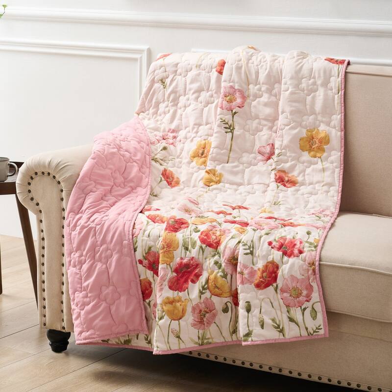 Greenland Home Fashions Breeze Floral Print Throw Quilt