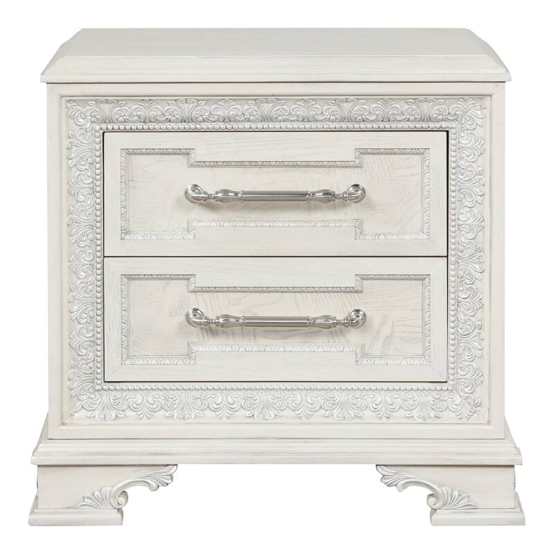 Furniture of America Fornan Traditional Cream White 2-Drawer Nightstand with USB Ports