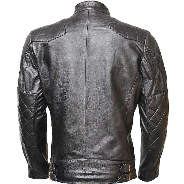 Leather Gallery Mens Genuine Lambskin Bomber Motorcylce Leather Jacket