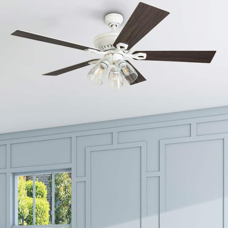 The Gray Barn Grumio Distressed White 52-inch Ceiling Fan with 5 Barnwood Blades