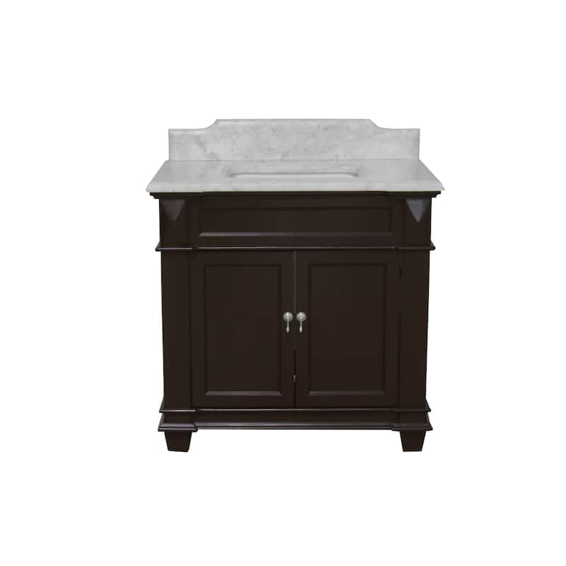 KitchenBathCollection Elizabeth 36" Bathroom Vanity with Carrara Marble Top