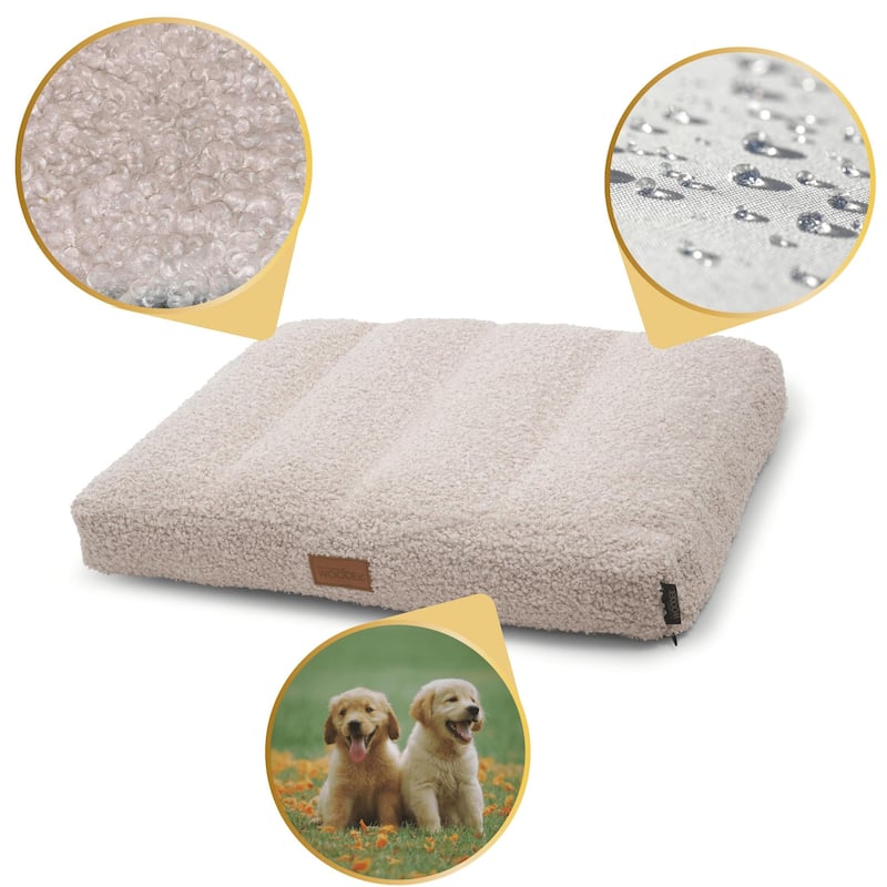 Orthopedic Dog Bed "Teddy" - S, Luxurious Fluffy Beige Removable Cover