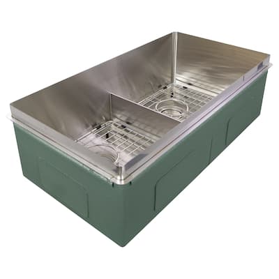 Transolid TRS_RDE321710 Rimless 32" Undermount Double Basin Kitchen