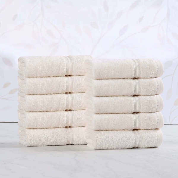 slide 2 of 7, Superior Heritage Egyptian Cotton Absorbent Face Towel Set of 10 Ivory