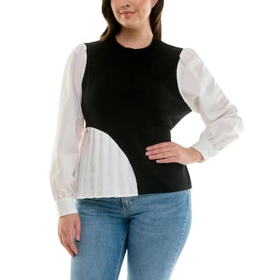 Nanette Lepore Women's Contrast Panel Pleated Top