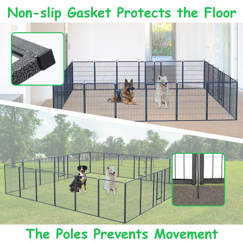Foldable Dog Playpen - 24-Panel Pet Fence with Lockable Door for All Dog Sizes, Ideal for Outdoor, RV & Camping